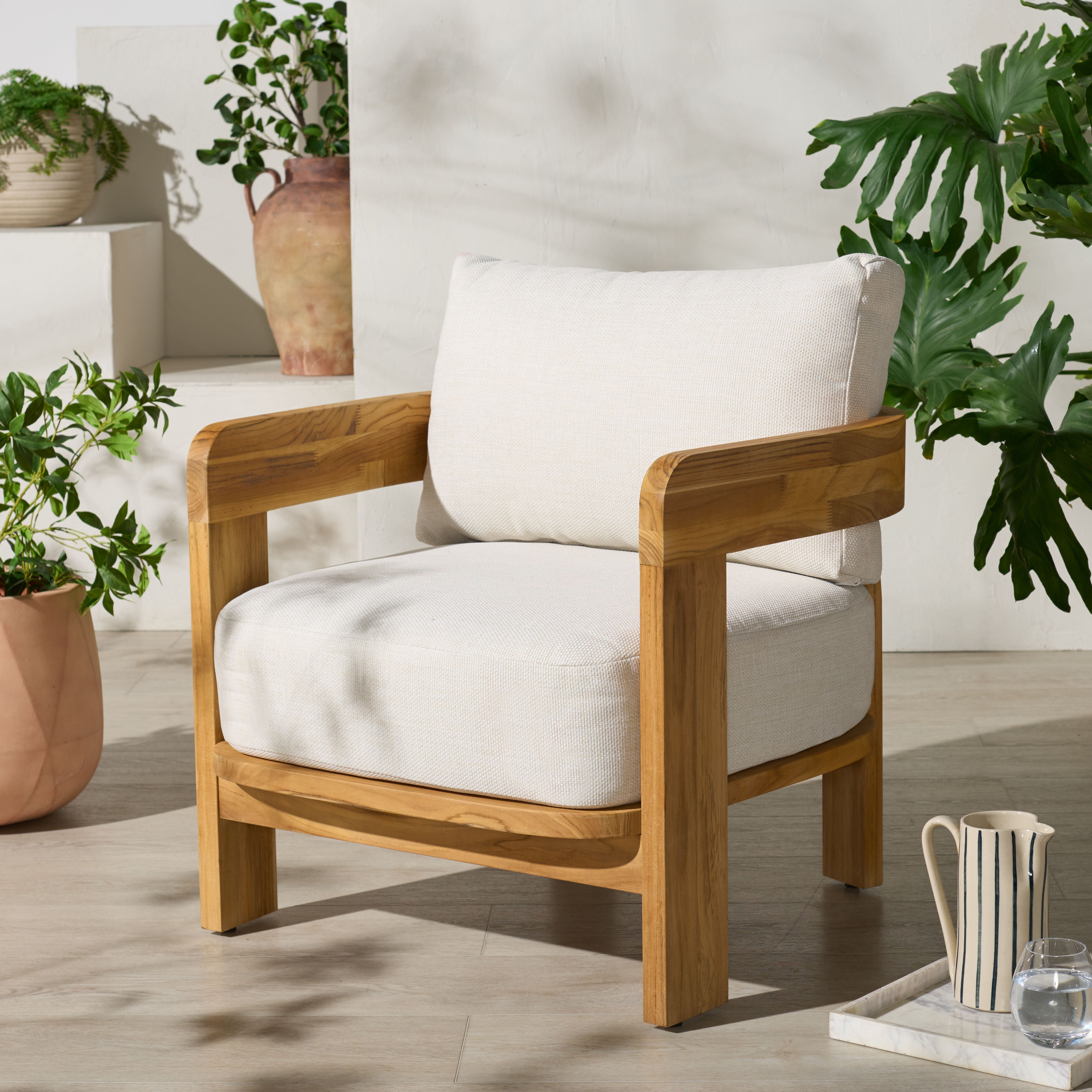 WHITE / NATURAL TEAK