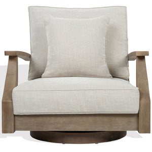 Safavieh Couture Martinique Eucalyptus Wood Patio Swivel Chair, CPT1091