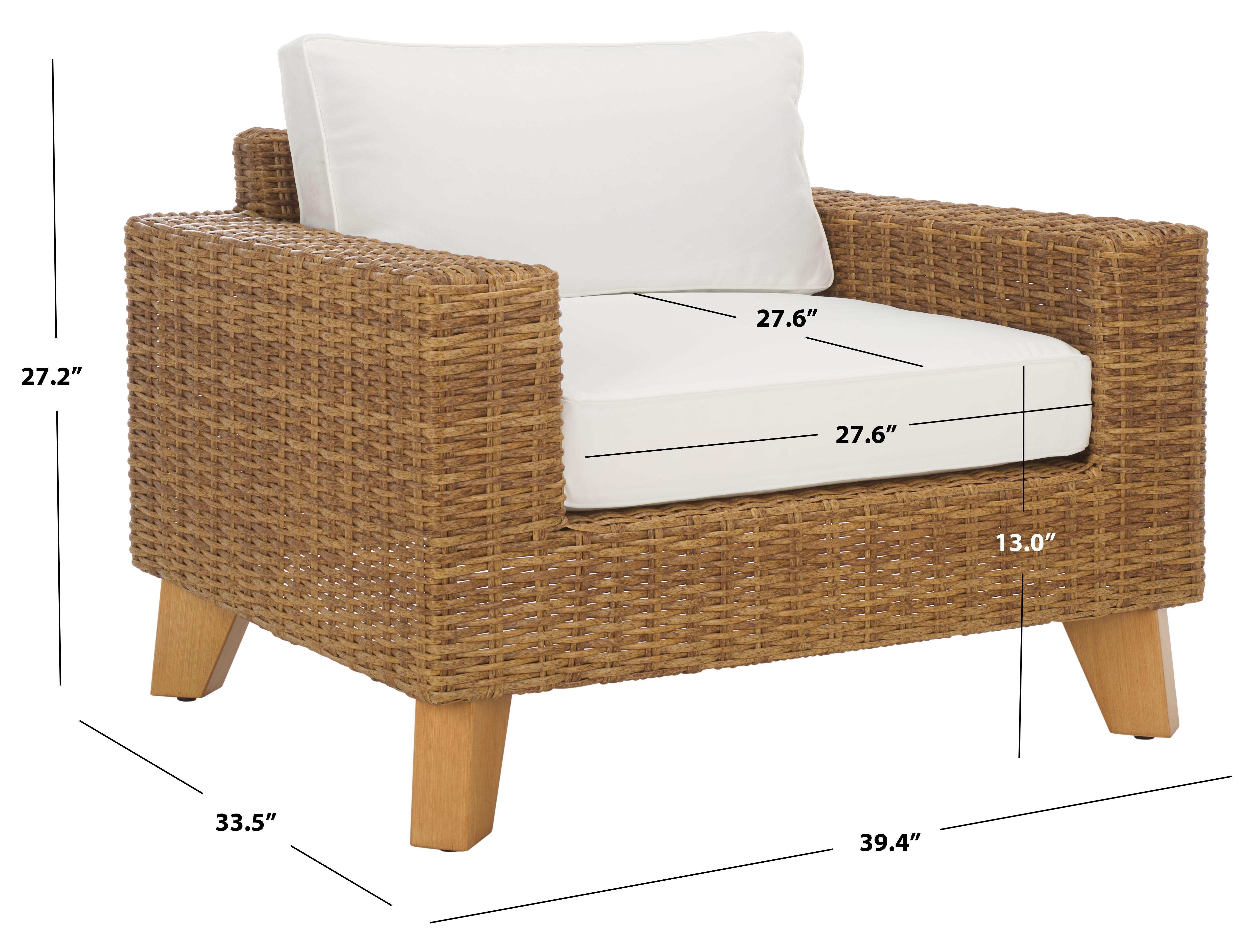 Safavieh Couture Margarita Wicker Patio Chair, CPT2101 - Natural / White