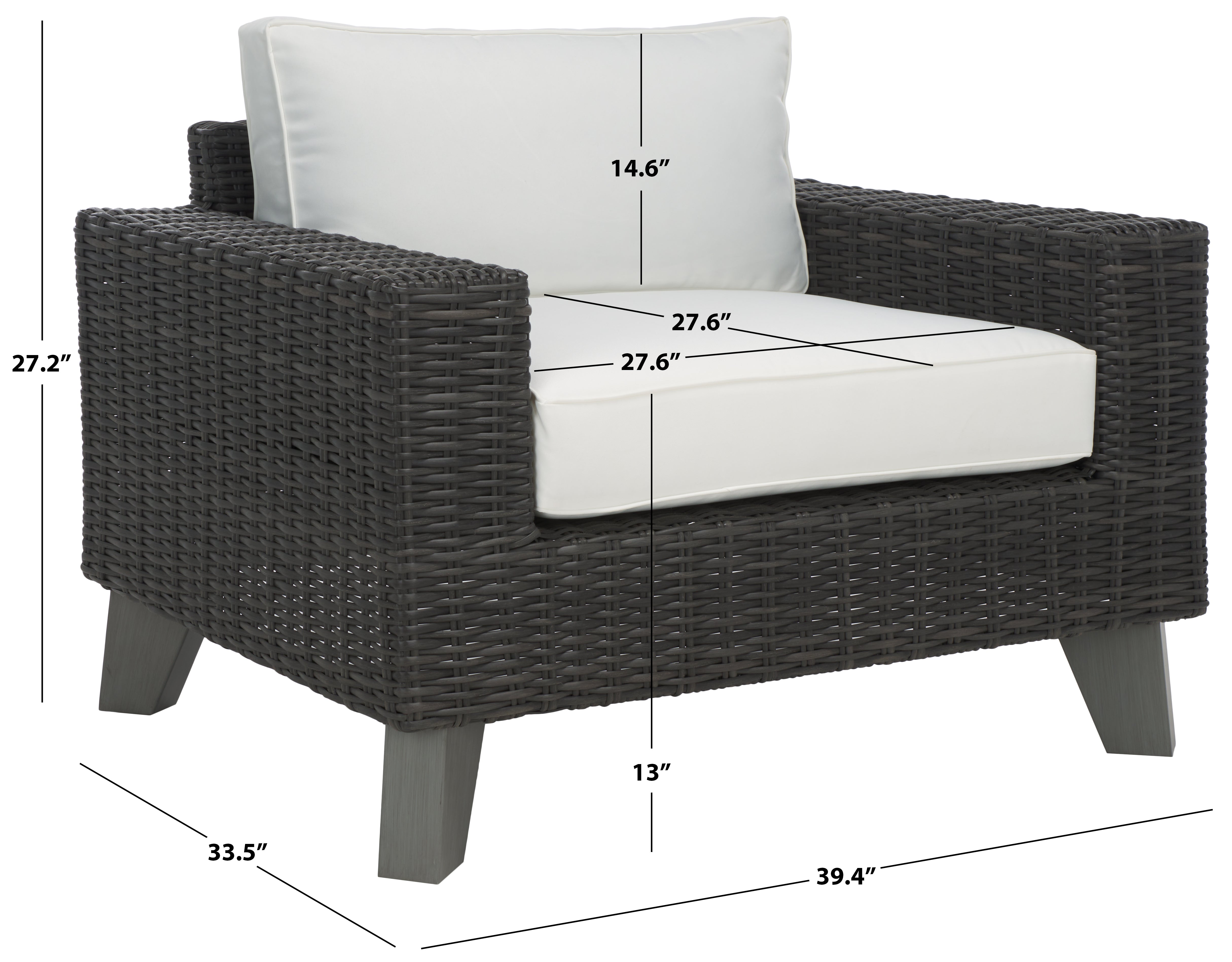 Safavieh Couture Margarita Wicker Patio Chair, CPT2101 - Dark Grey / White