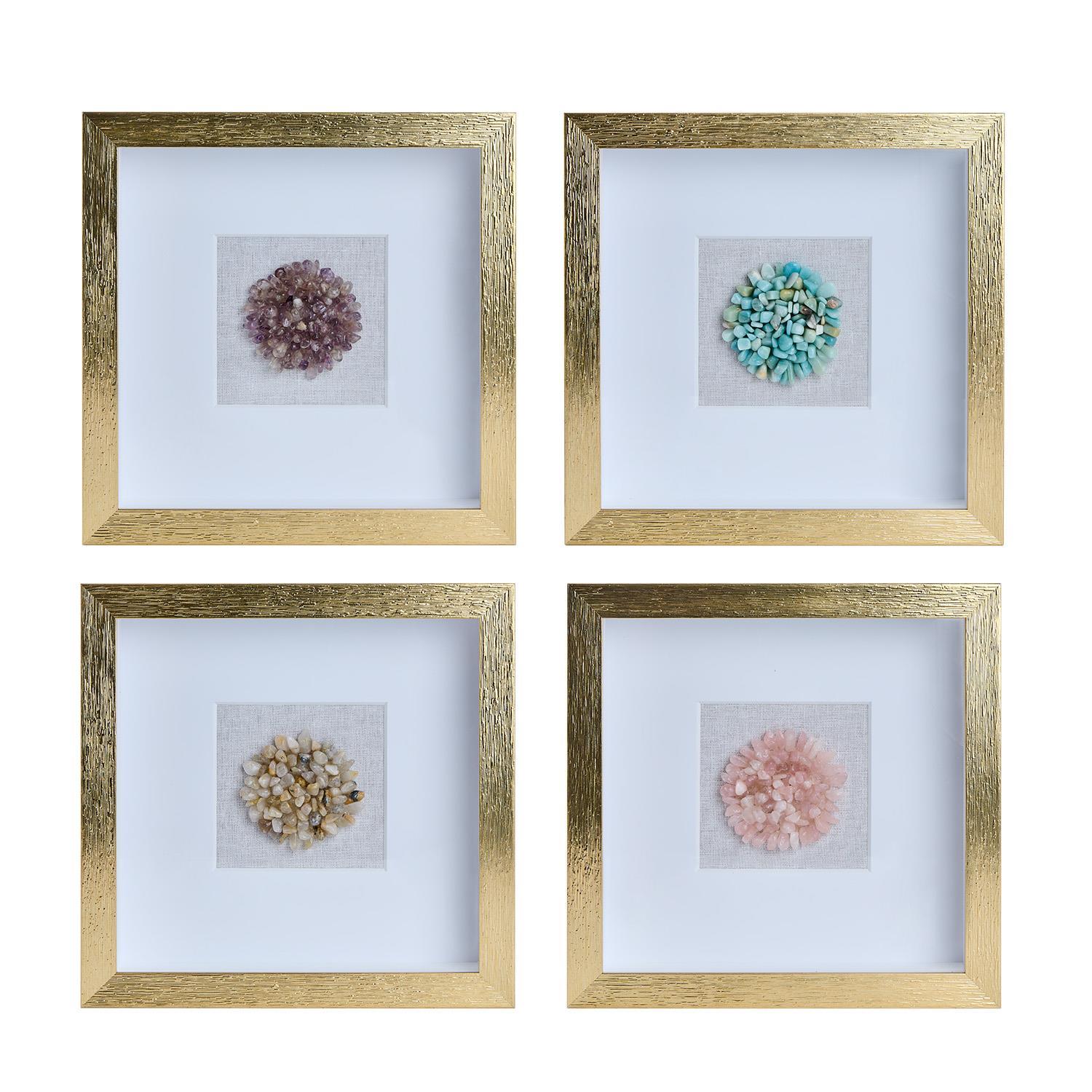Two's Company S/4 Semi-Precious Stone Shadow Box Wall Art