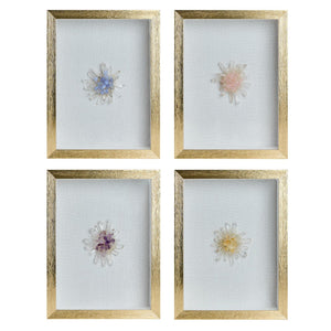 Tozai Home Set of 4 Crystal Cluster Flower Shadow Box Wall Art - CSP002-S4