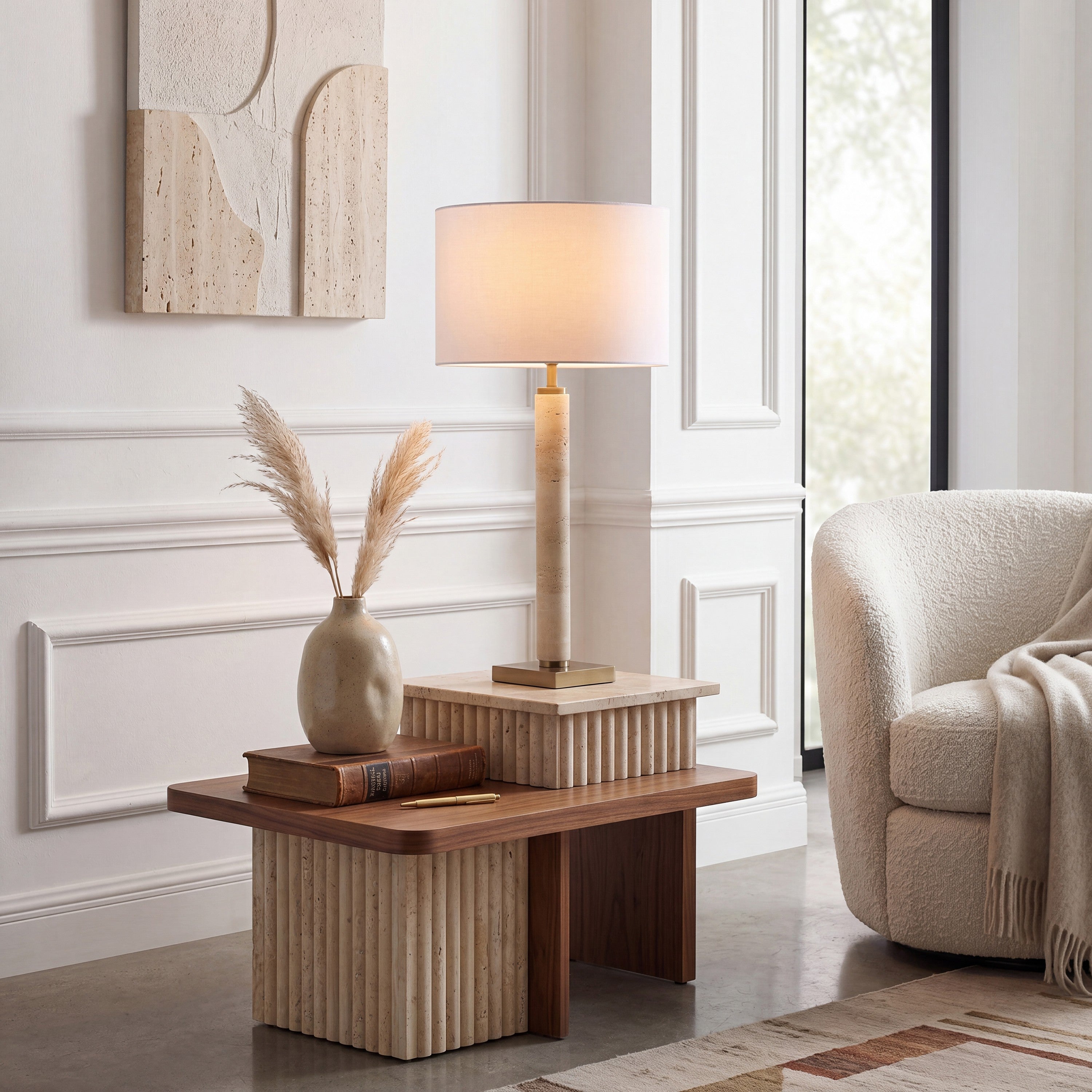 TRAVERTINE / WHITE