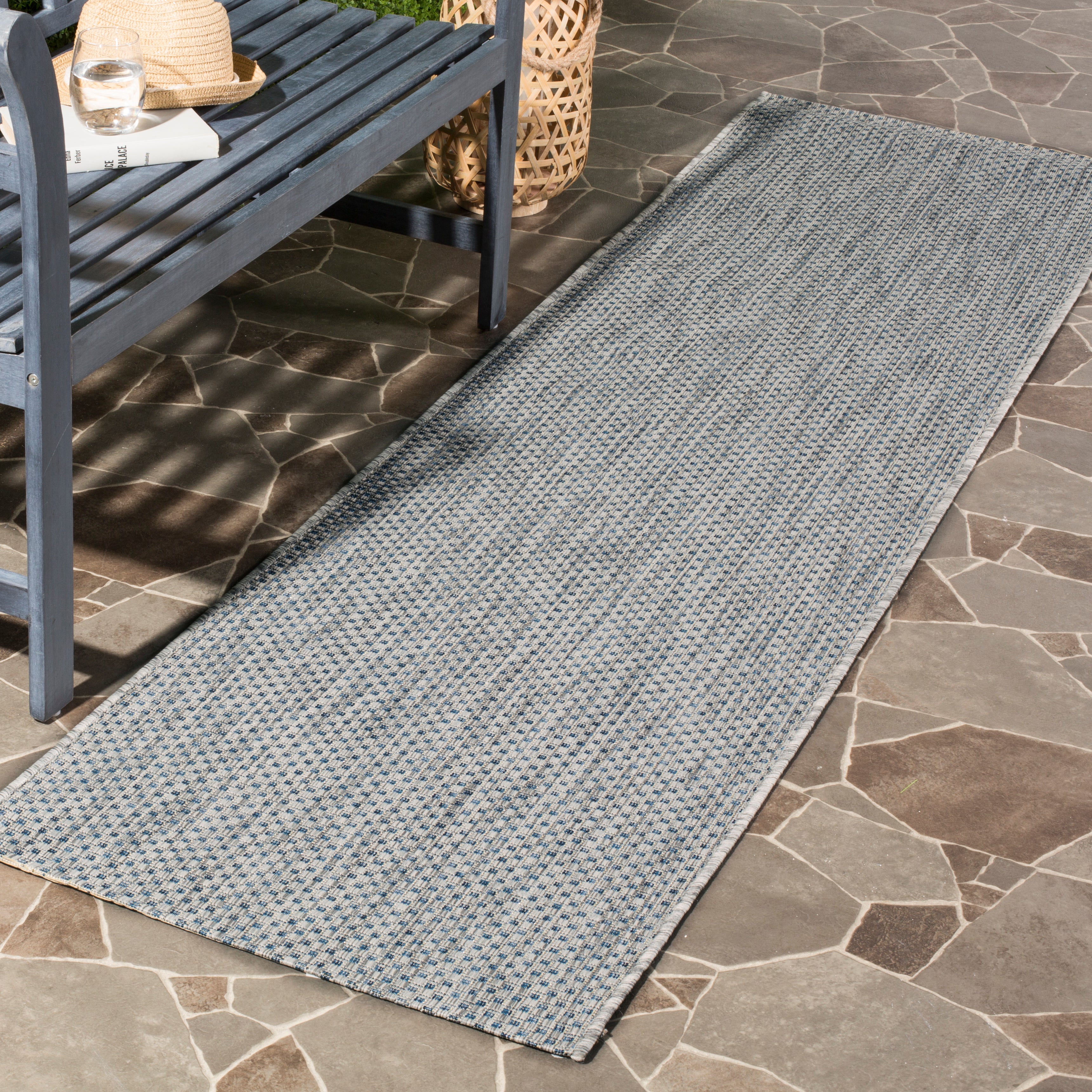 Safavieh Courtyard 8521 Blue Rug, CY8521 - Grey / Navy