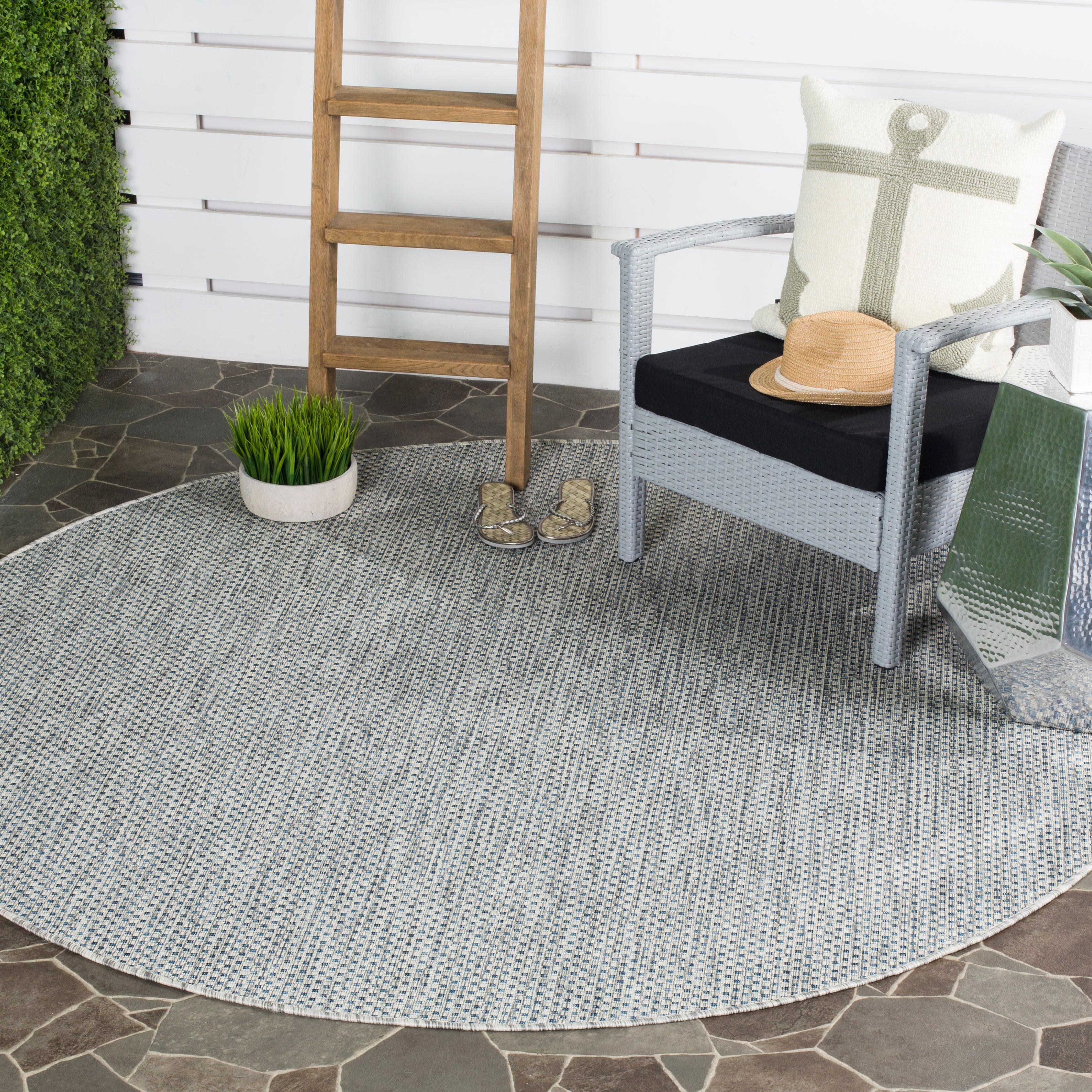 Safavieh Courtyard 8521 Blue Rug, CY8521 - Grey / Navy
