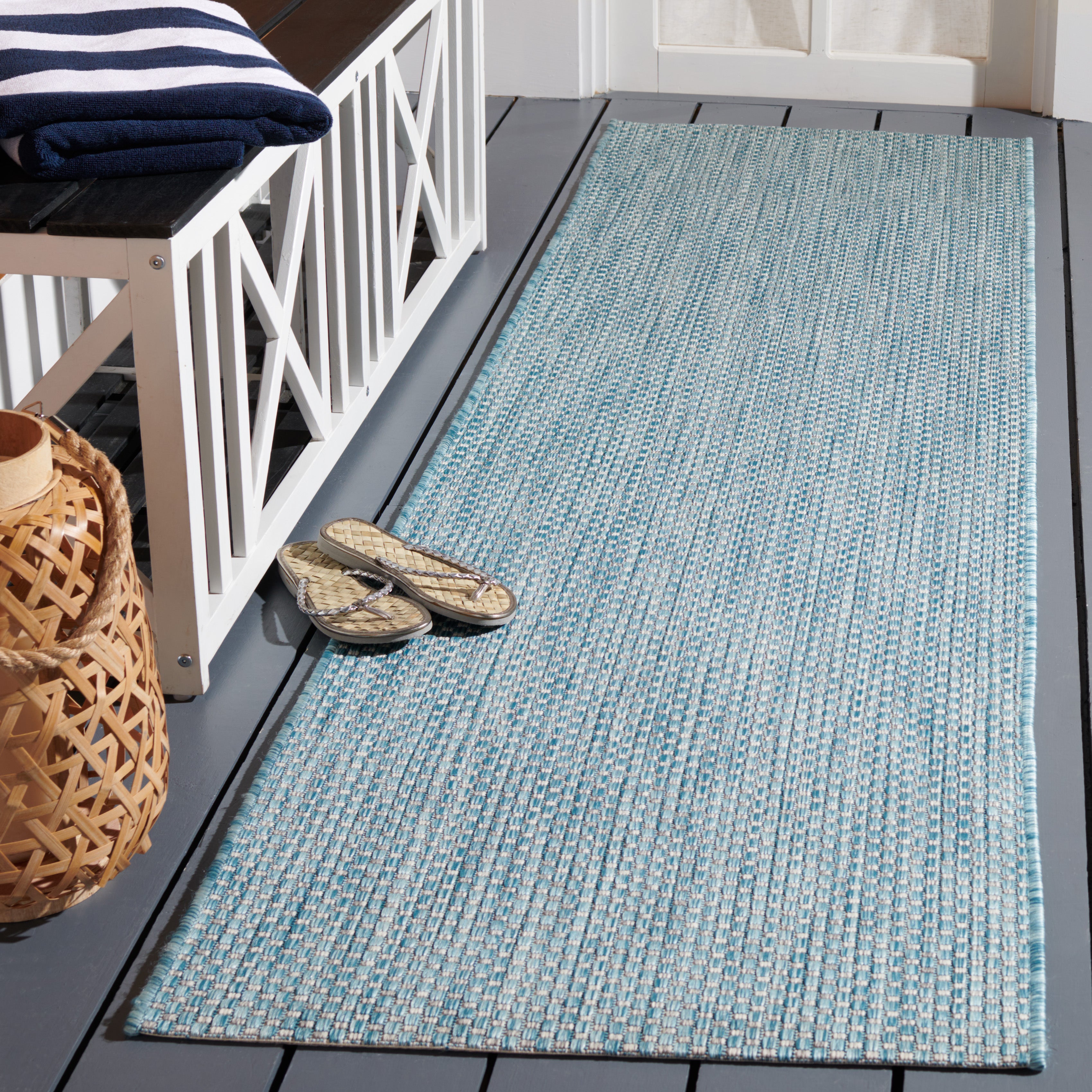 Safavieh Courtyard 8521 Blue Rug, CY8521 - Aqua / Grey