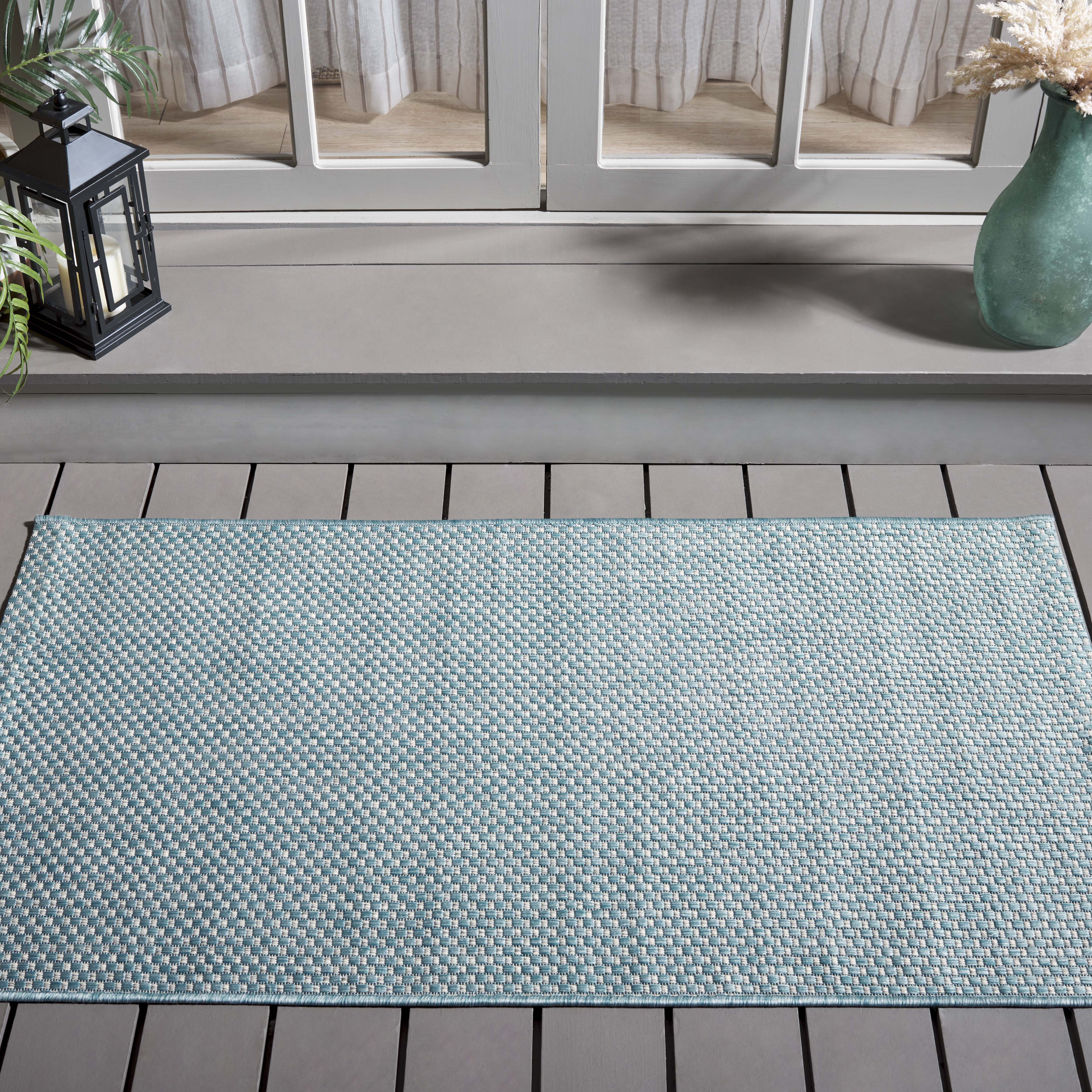 Safavieh Courtyard 8521 Blue Rug, CY8521 - Aqua / Grey
