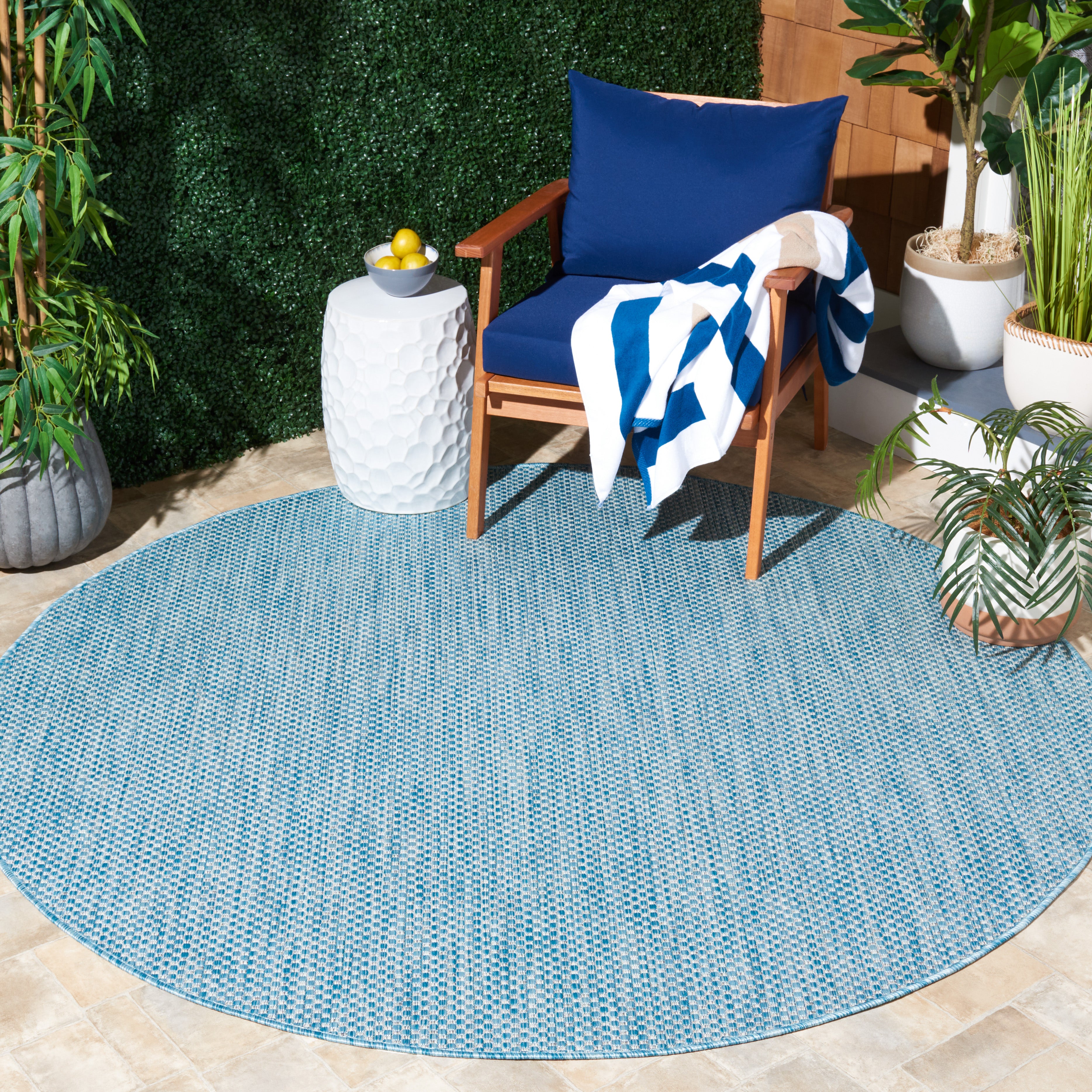 Safavieh Courtyard 8521 Blue Rug, CY8521 - Aqua / Grey
