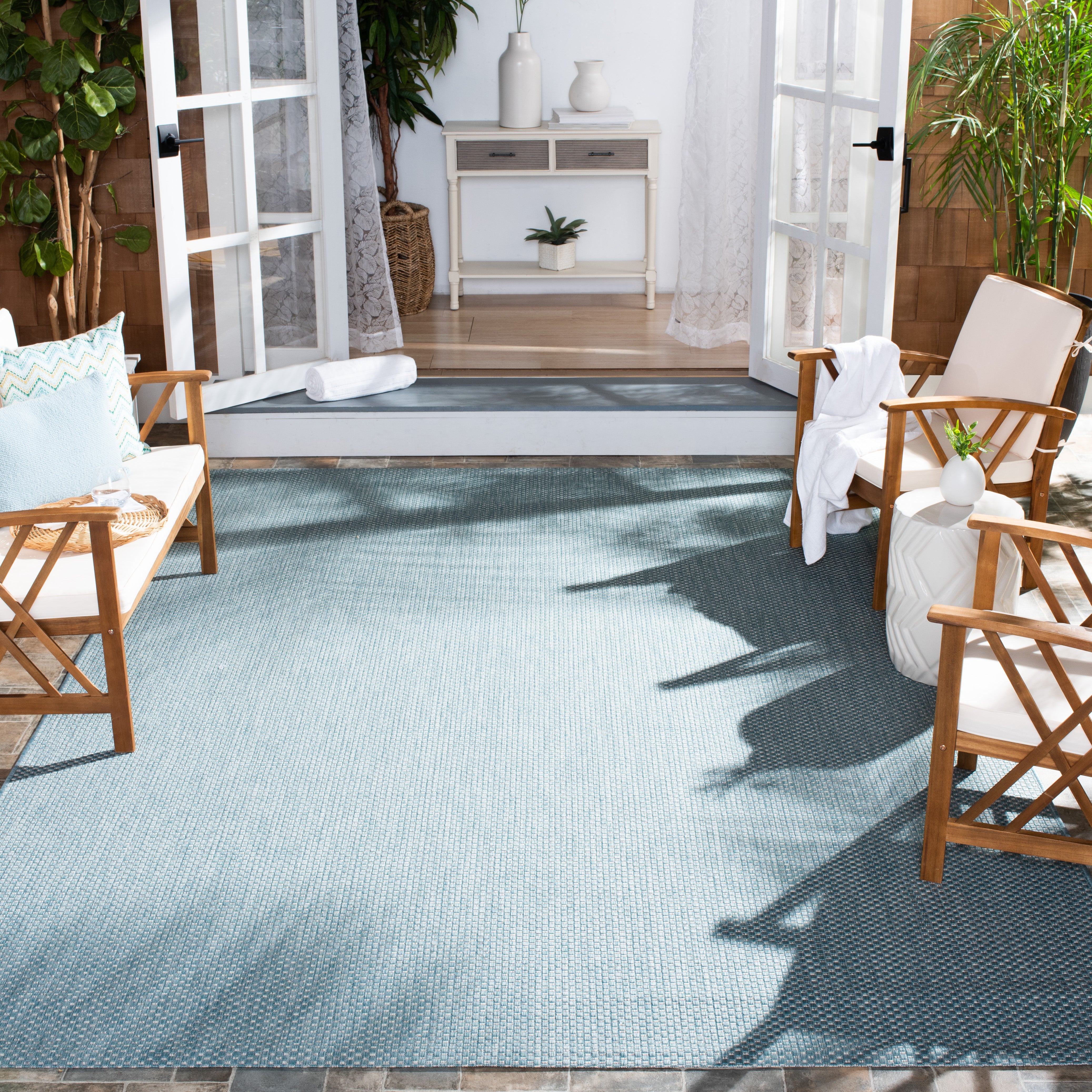 Safavieh Courtyard 8521 Blue Rug, CY8521 - Aqua / Grey