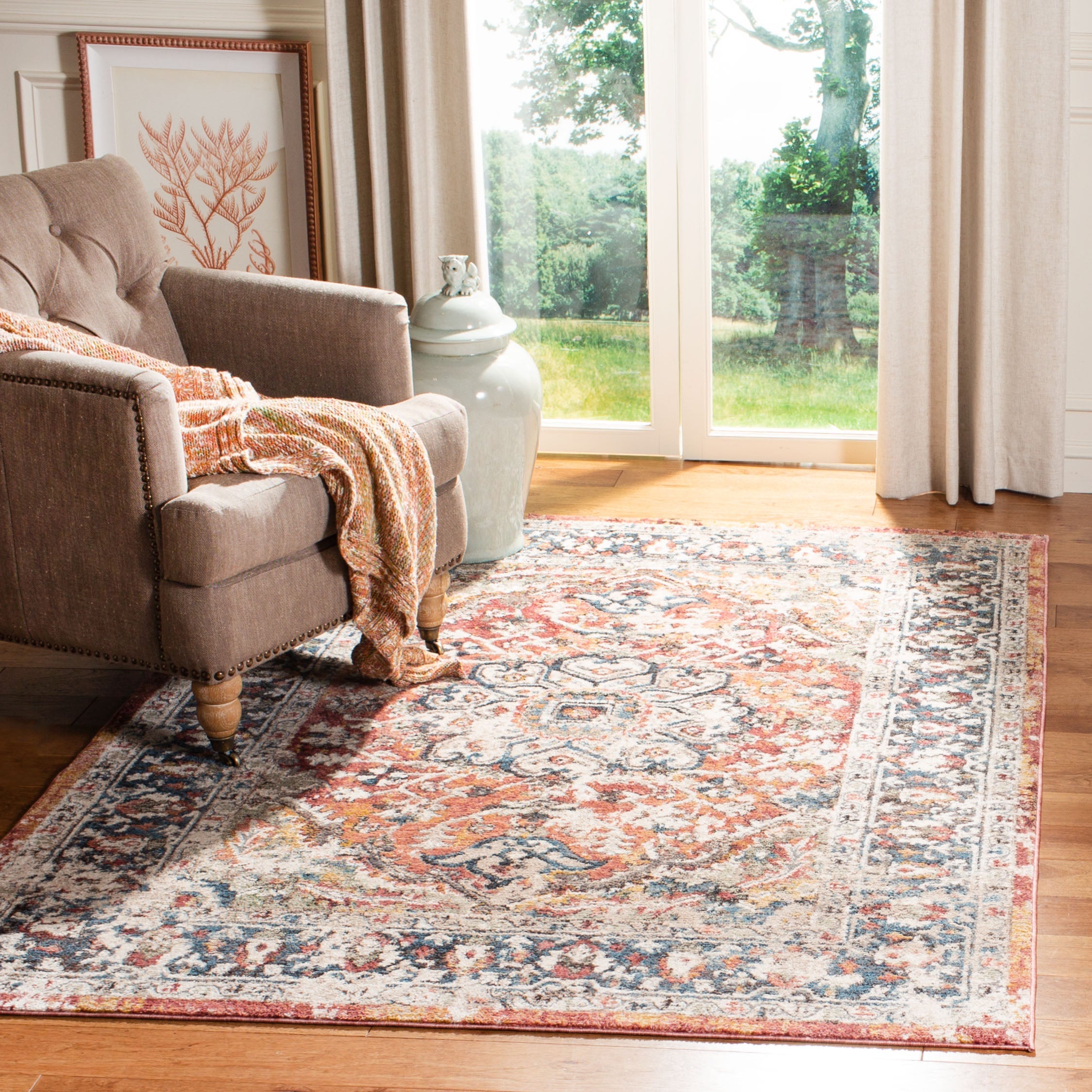 Safavieh Carlyle 229 Rug, CYL229 - ORANGE / BLUE