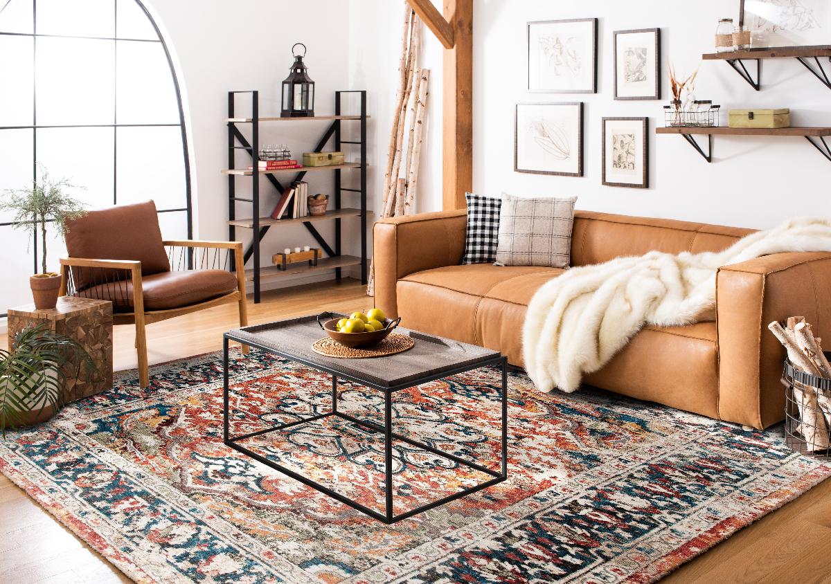 Safavieh Carlyle 229 Rug, CYL229 - ORANGE / BLUE