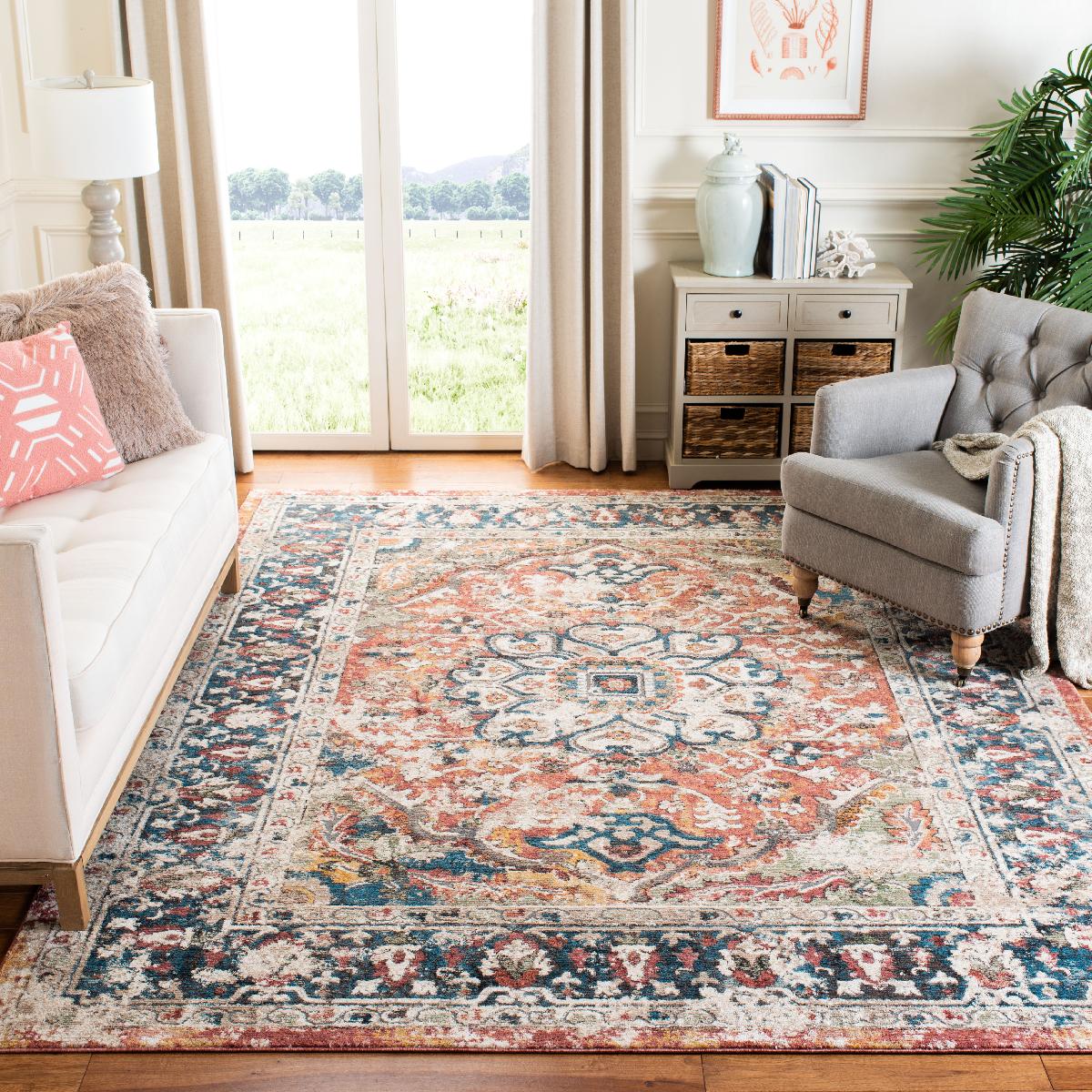 Safavieh Carlyle 229 Rug, CYL229 - ORANGE / BLUE