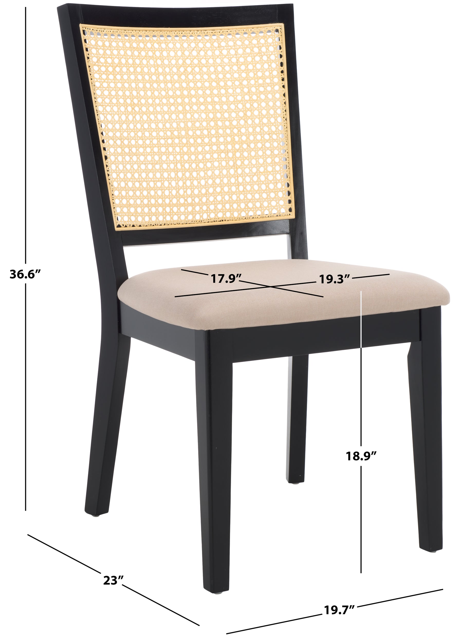 Safavieh Margo Dining Chair (Set of 2) , DCH1012 - Black / Beige/Natural