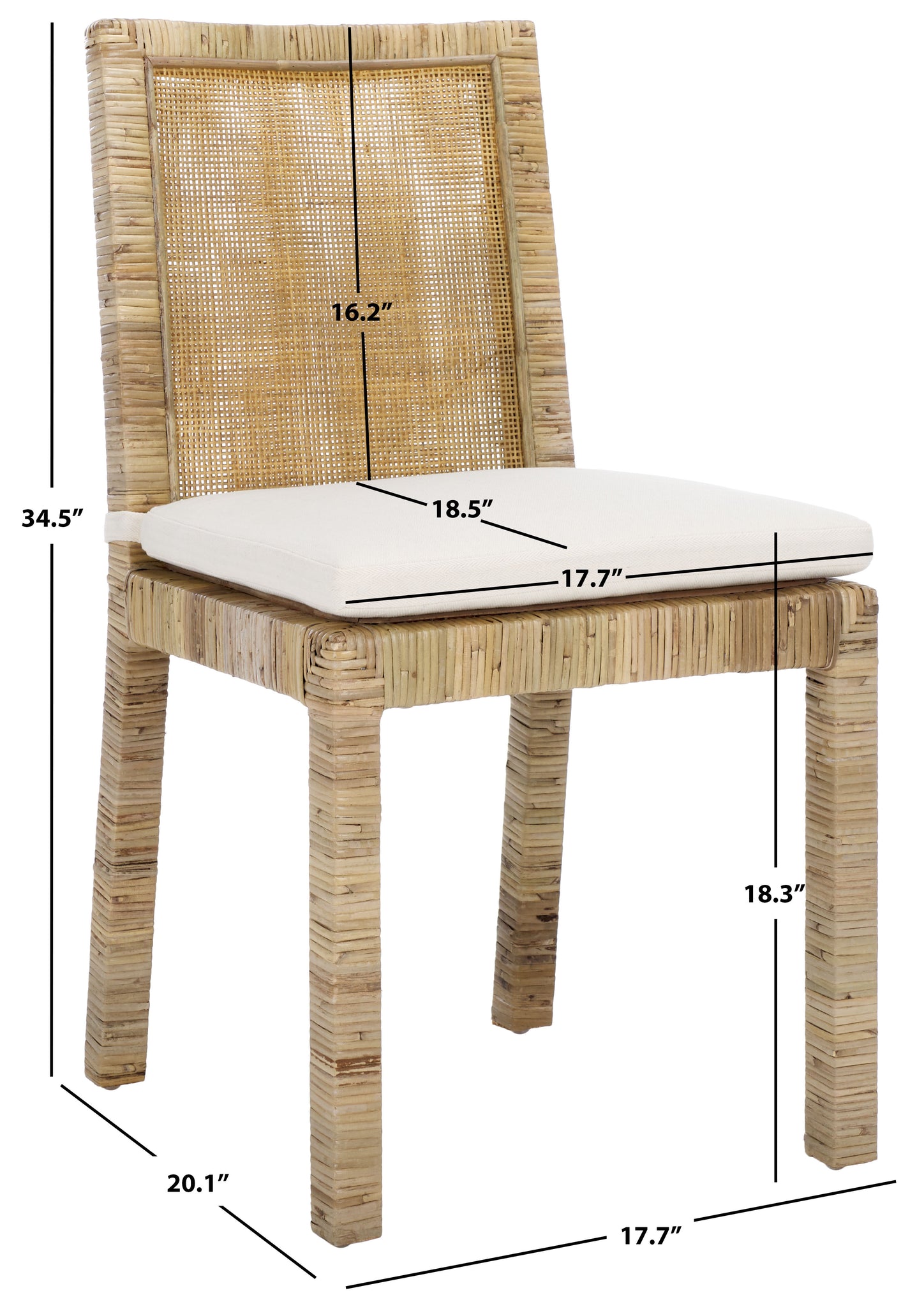 Safavieh Tojo Cane Dining Chair W/Cushion (Set of 2) - White / Grey