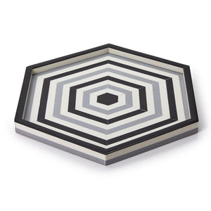 Two's Company Grey Concentrics Decorative Hexagon Tray