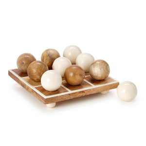 Two's Company Hand-Crafted Footed Tic-Tac-Toe Game with Round Balls