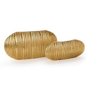 Tozai Home Pleats, Set of 2 Oval Golden Vase - DHR003-S2