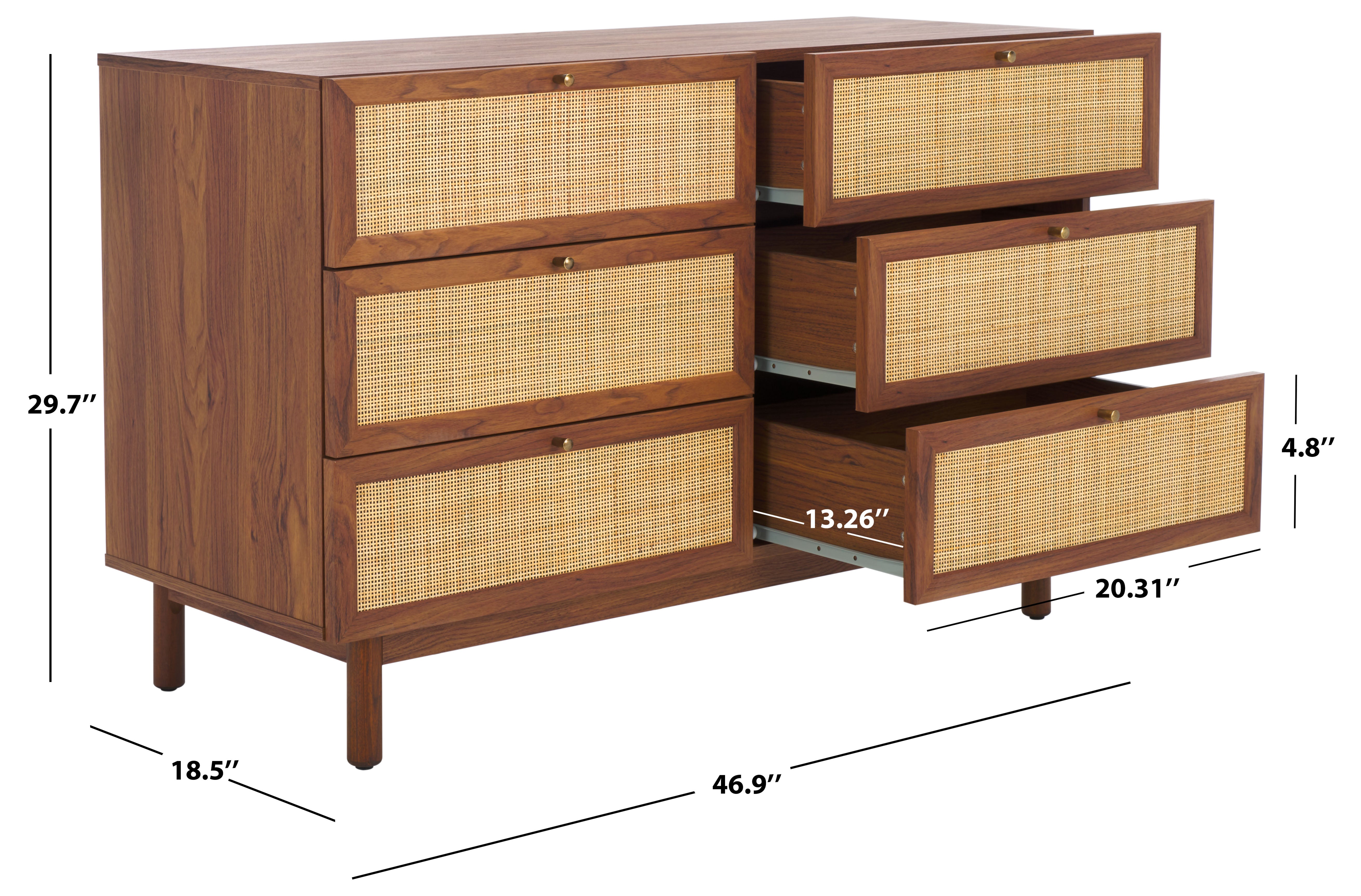 Safavieh Aino 6 Drawer Dresser, DRS9600 - Walnut