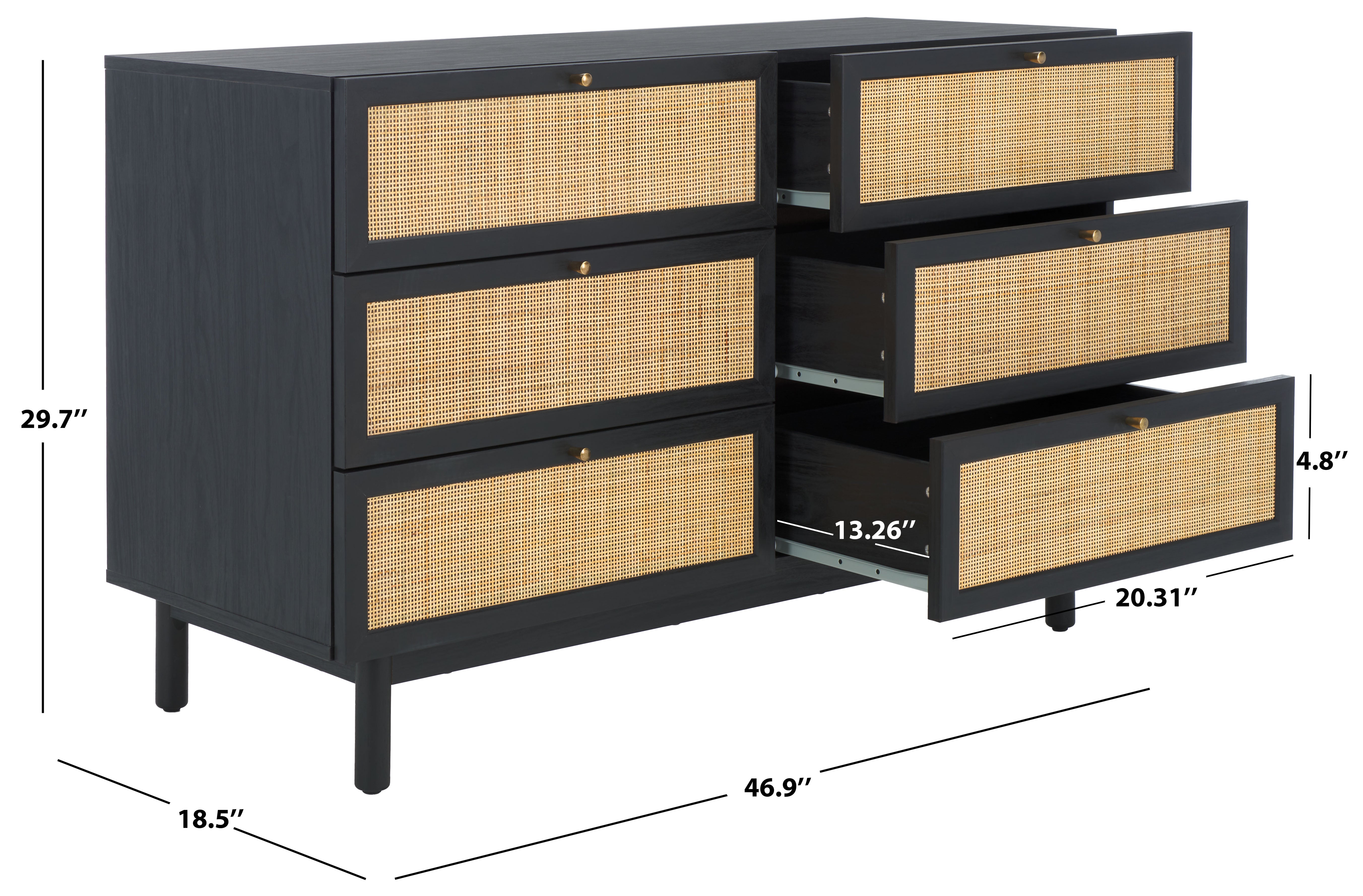 Safavieh Aino 6 Drawer Dresser, DRS9600 - Black