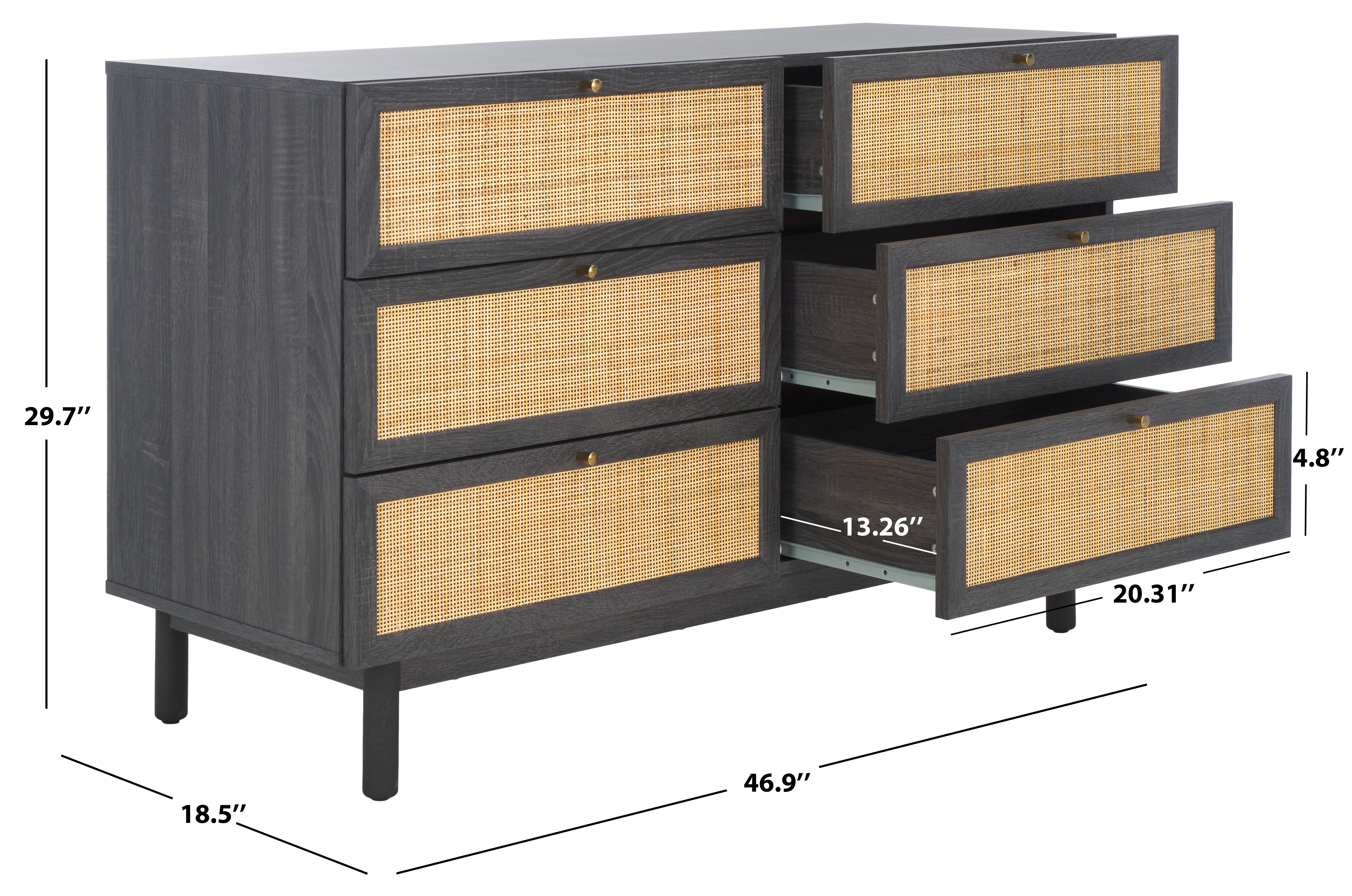 Safavieh Aino 6 Drawer Dresser, DRS9600 - Distressed Black