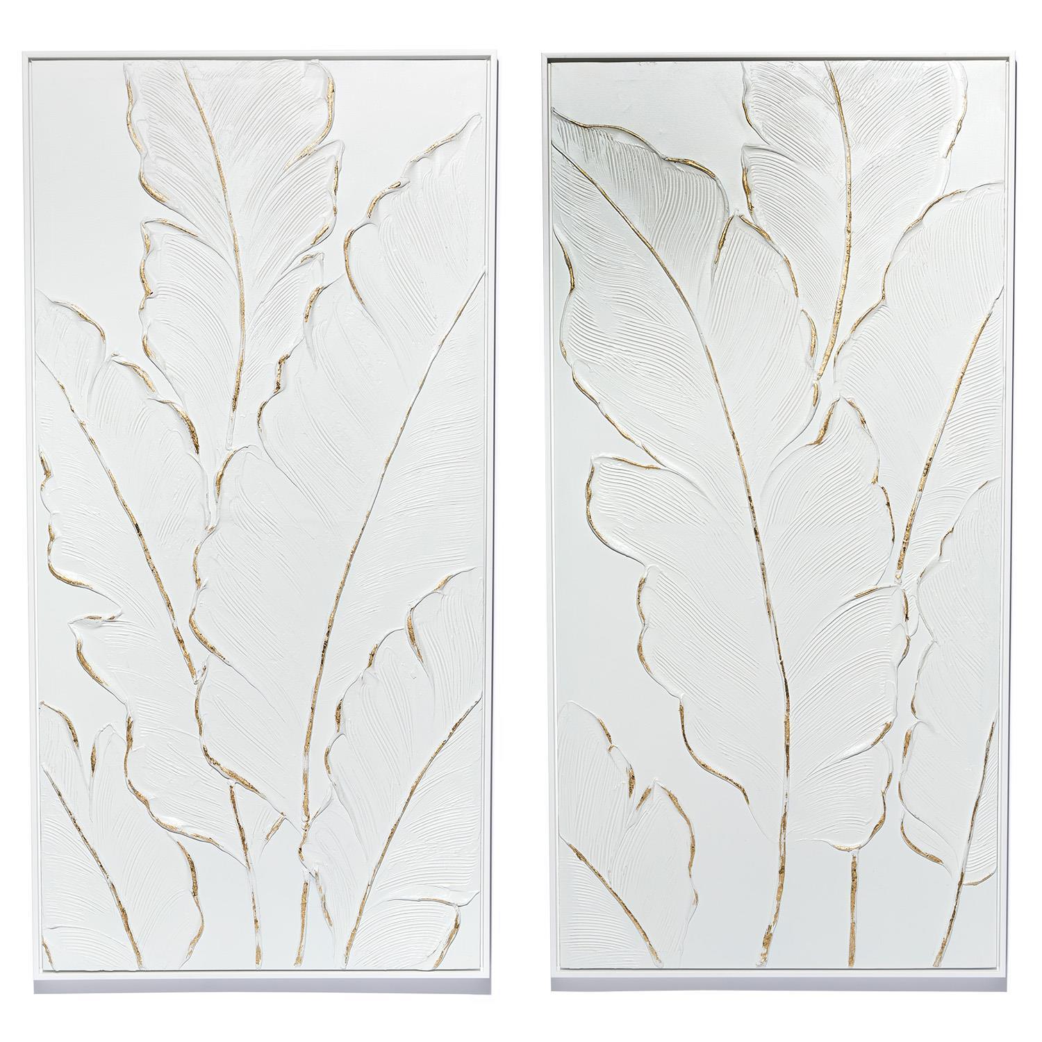Two's Company Set of 2 Palms White Wall Art