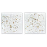 Two's Company Set of 2  White Florals with Gold Accent Wall Art