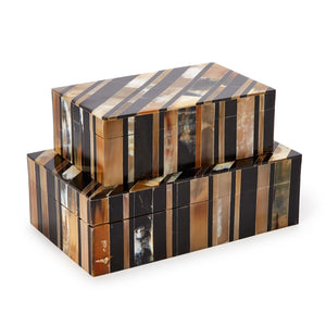 Two's Company Genuine Horn Set of 2 Covered Box