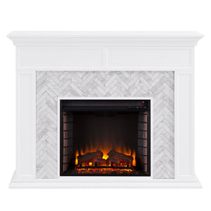 SEI Furniture Torlington Marble Tiled Fireplace