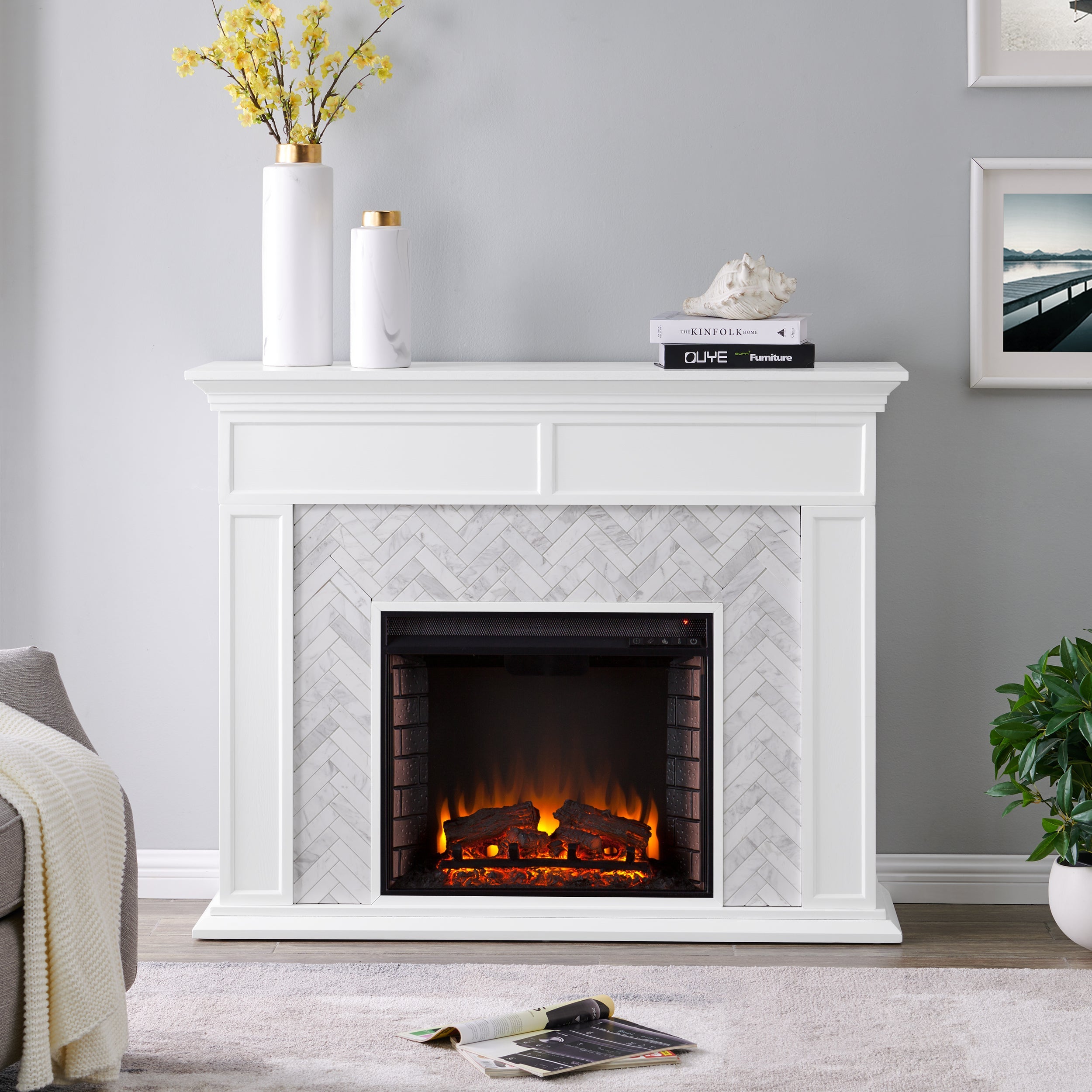 SEI Furniture Torlington Fireplace - Thumbnail 3