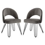 Safavieh Jora Velvet Retro Side Chair, FOX6296 - Dark Grey Velvet/Matte Black (Set of 2)