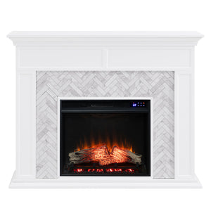 SEI Furniture Torlington Marble Tiled Touch Screen Electric Fireplace