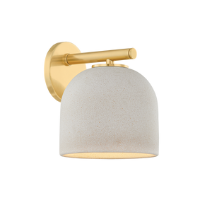 Mitzi Lighting Cara Wall Sconce - Aged Brass/Ceramic Cream Pebble - H1025101-AGB/CCP
