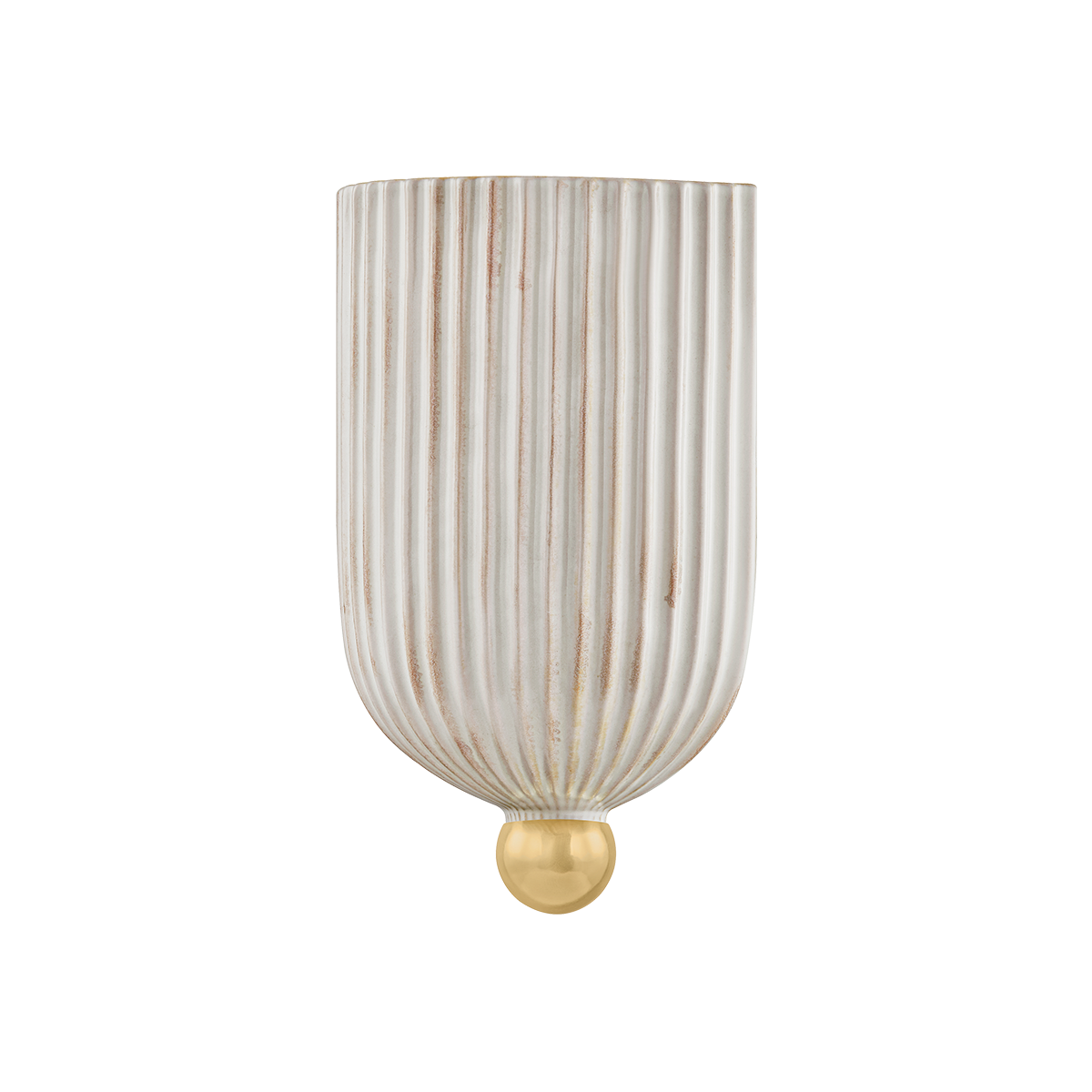 Aged Brass/Ceramic Fluted Cream