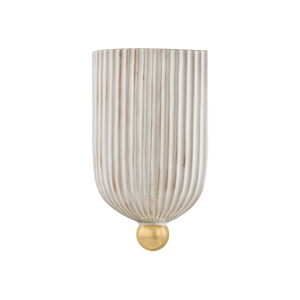 Mitzi Lighting Amira Wall Sconce - Aged Brass/Ceramic Fluted Cream - H1056101-AGB/CFC