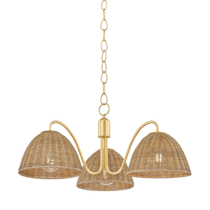Mitzi Lighting Katniss Chandelier - 3 Light - Aged Brass - H1081803-AGB