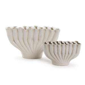 Two's Company Set of 2 White Ceramic Vase