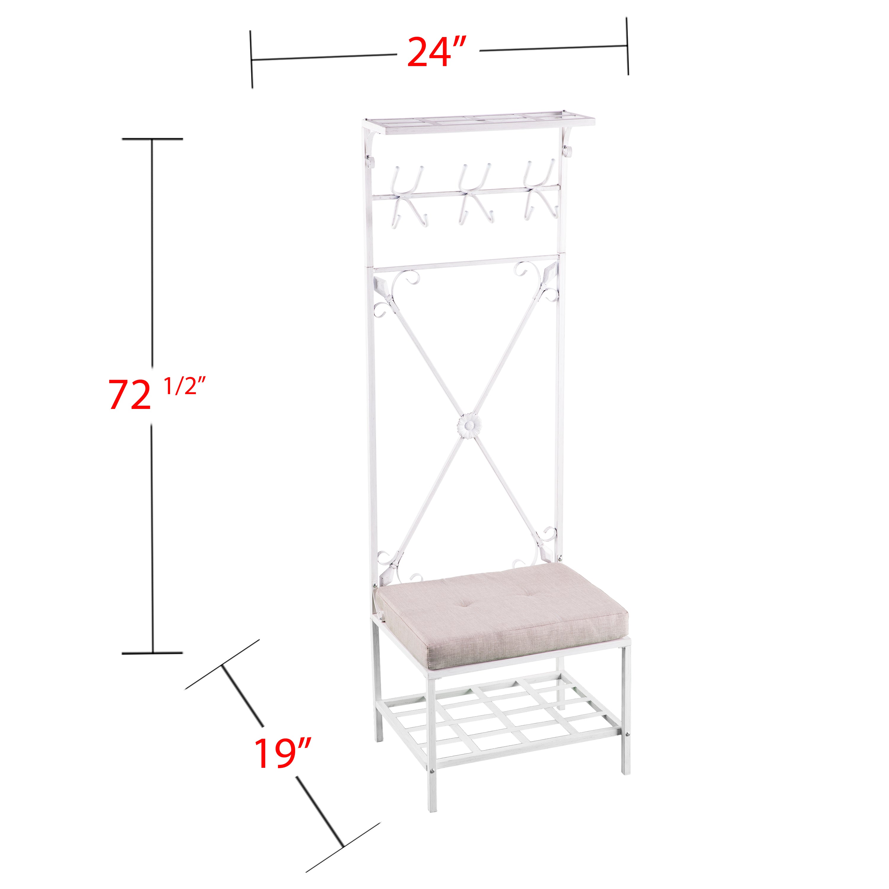 SEI Furniture Dovanti Hall Tree Bench - Thumbnail 3