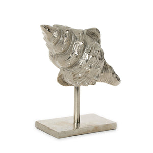 Tozai Home Antiqued Silver Conch Shell Sculpture on Stand - HIT937