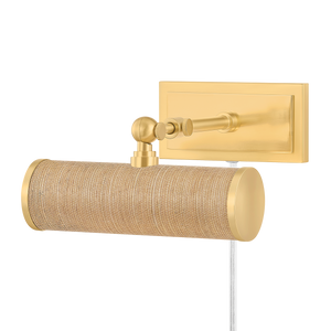 Mitzi Lighting Holly Picture Light - 8.25"W - Aged Brass/Grasscloth - HL263201-AGB/GC