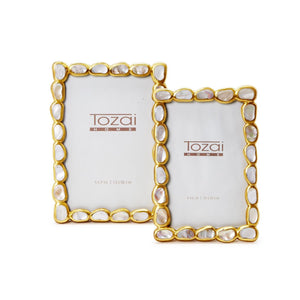 Two's Company Keshi Mother of Pearl Set of 2 Photo Frame in Gift Box