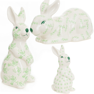 The Enchanted Home Set of Three Bunnies Green and White