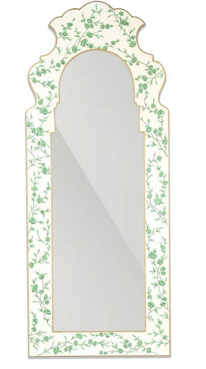 The Enchanted Home Green And Ivory Narrow Cherry Blossom Mirror