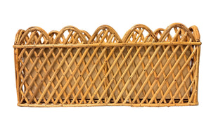 The Enchanted Home Jumbo Natural Rectangular Rattan Scalloped Planter