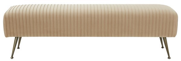 Safavieh Couture Salome Upholstered Bench - Light Brown / Antique Brass
