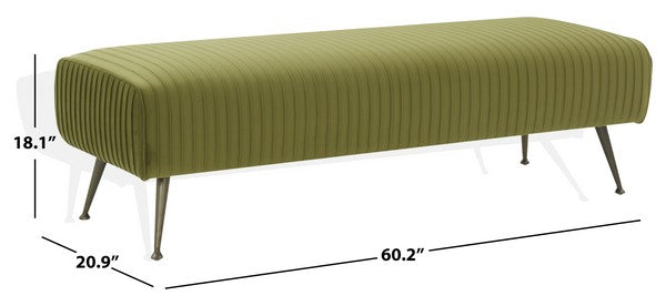 Safavieh Couture Salome Upholstered Bench - Olive Green / Antique Brass