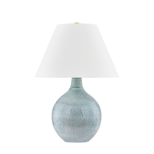 Hudson Valley Lighting Kearny Table Lamp-Aged Brass/Ceramic Reactive Seaglass