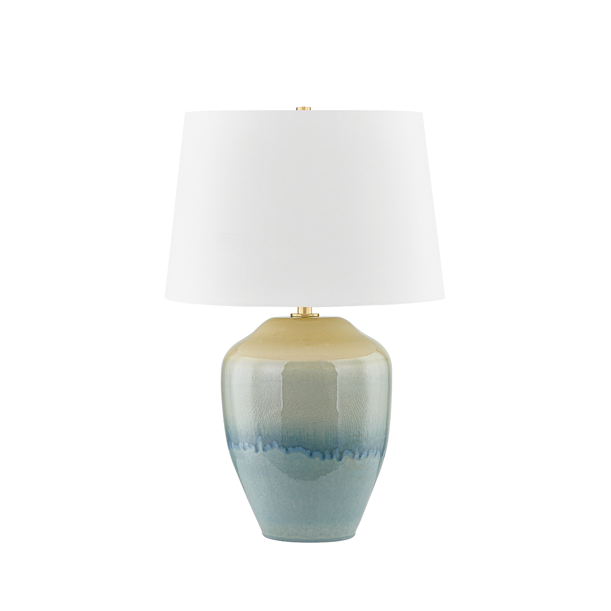 Hudson Valley Lighting Montville Table Lamp-Aged Brass/Ceramic Crackle Emerald Tide