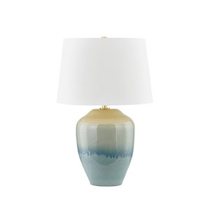 Hudson Valley Lighting Montville Table Lamp-Aged Brass/Ceramic Crackle Emerald Tide