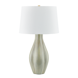 Hudson Valley Lighting Galloway Table Lamp-Aged Brass/Ceramic Coastal Green