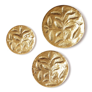 Two's Company Palmaire Set of 3 Golden Hammered Trays - Recycled Aluminum